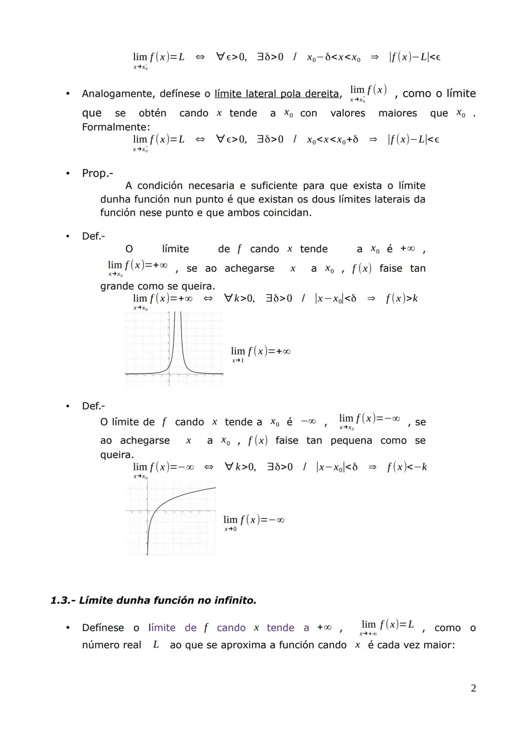 Unidade 1: Límites e continuidade.
Bloque 3: ANÁLISE.
1.1.- Función real de variable real.
Chámase función real de variable real a calquera 