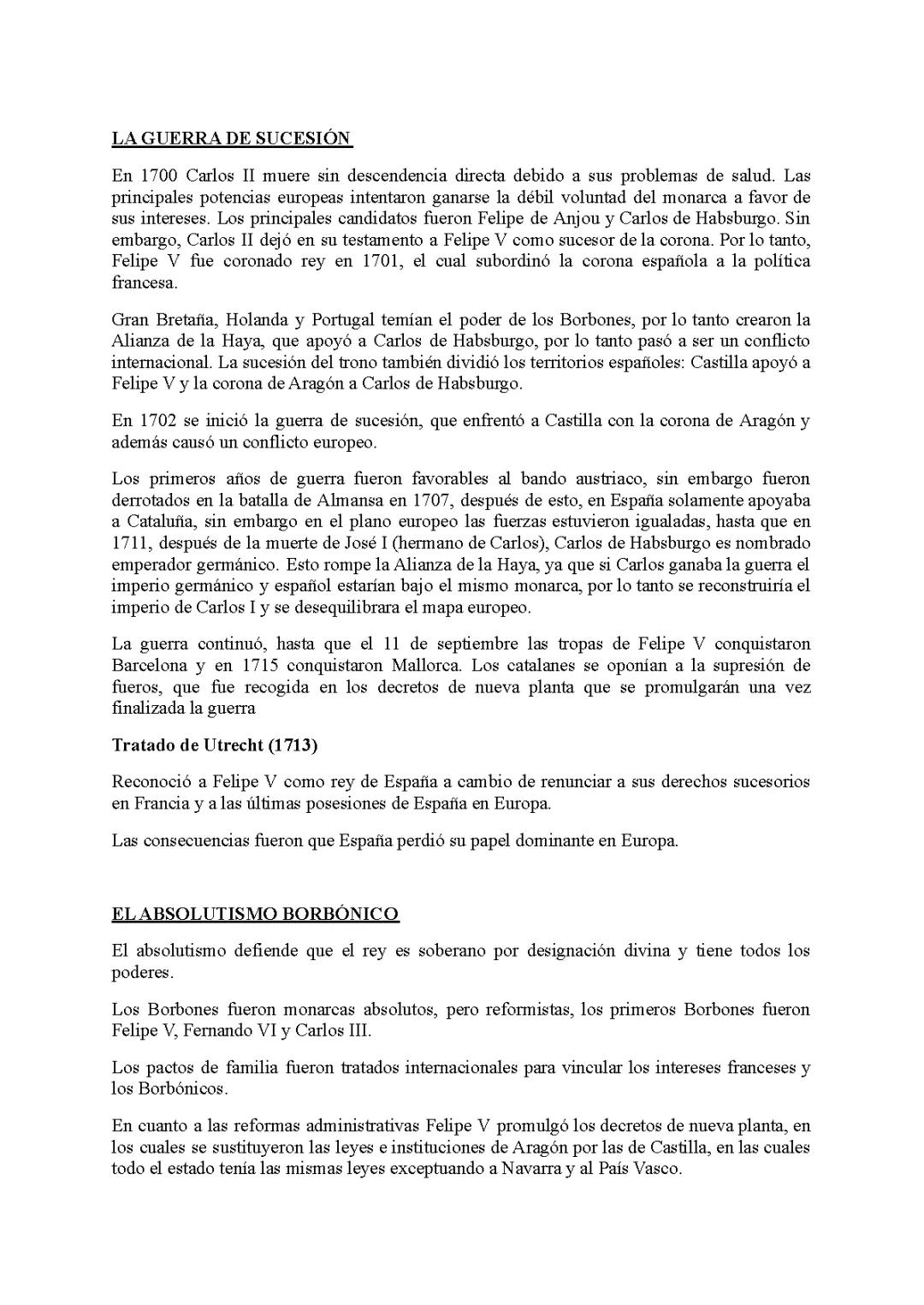 HISTORIA - GUERRA DE SUCESIÓN