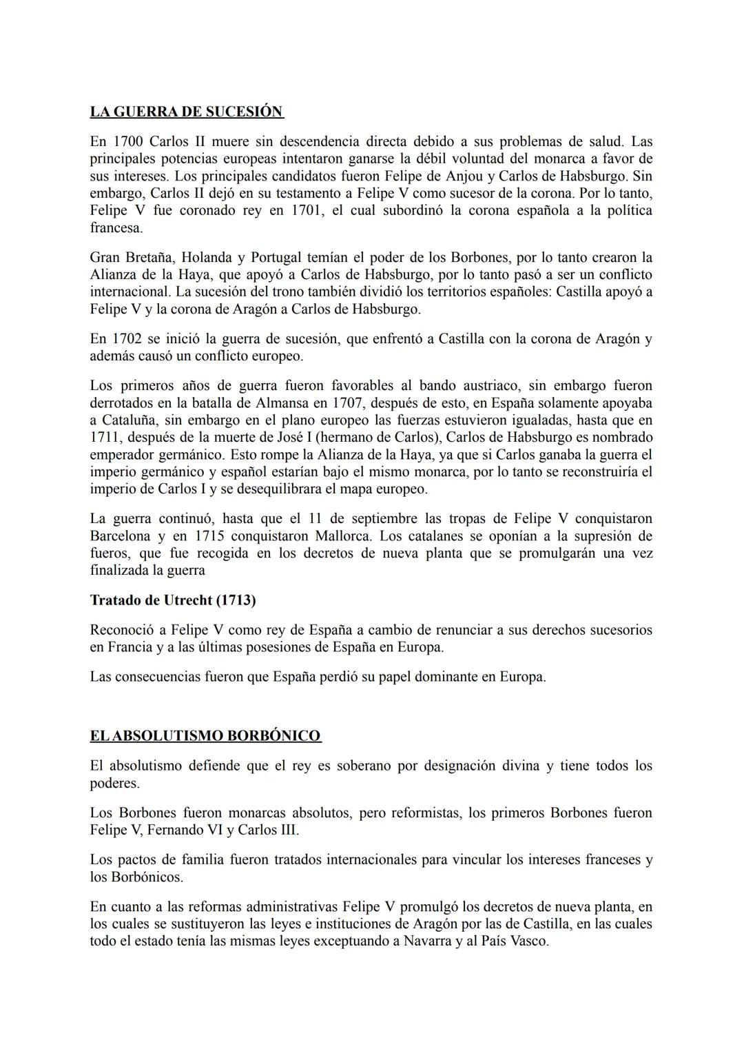 LA GUERRA DE SUCESIÓN
En 1700 Carlos II muere sin descendencia directa debido a sus problemas de salud. Las
principales potencias europeas i