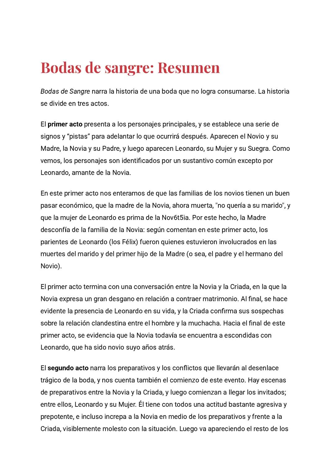 Resumen Completo y Análisis de Bodas de Sangre