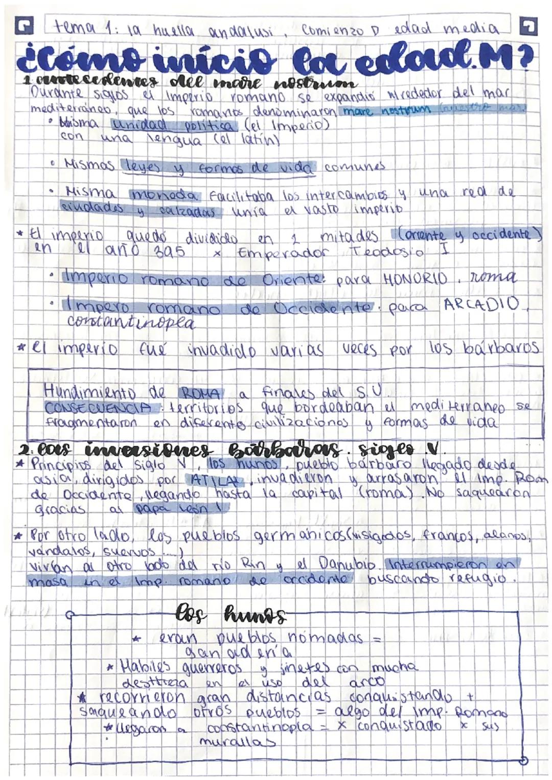 tema 1: la huella andalusi, comienzo D edad media
¿Cómo início la edad. M?
1 ante cedentes del mare nostrum
Durante siglos el Imperio
medite