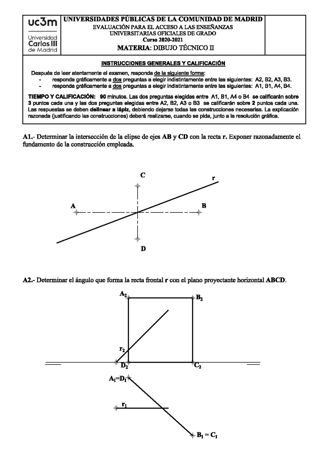 examen ebau dibujo tecnico