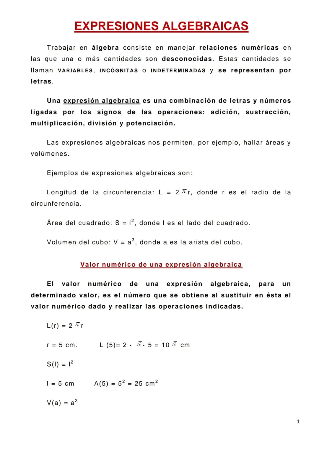 Ejercicios Resueltos de Expresiones Algebraicas para 1º, 2º y 3º ESO - PDF Gratis