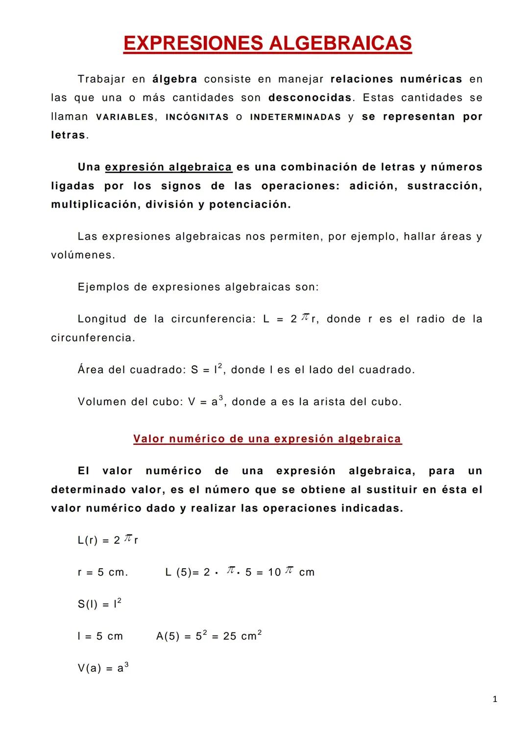 Ejercicios Resueltos de Expresiones Algebraicas para 1º, 2º y 3º ESO - PDF Gratis