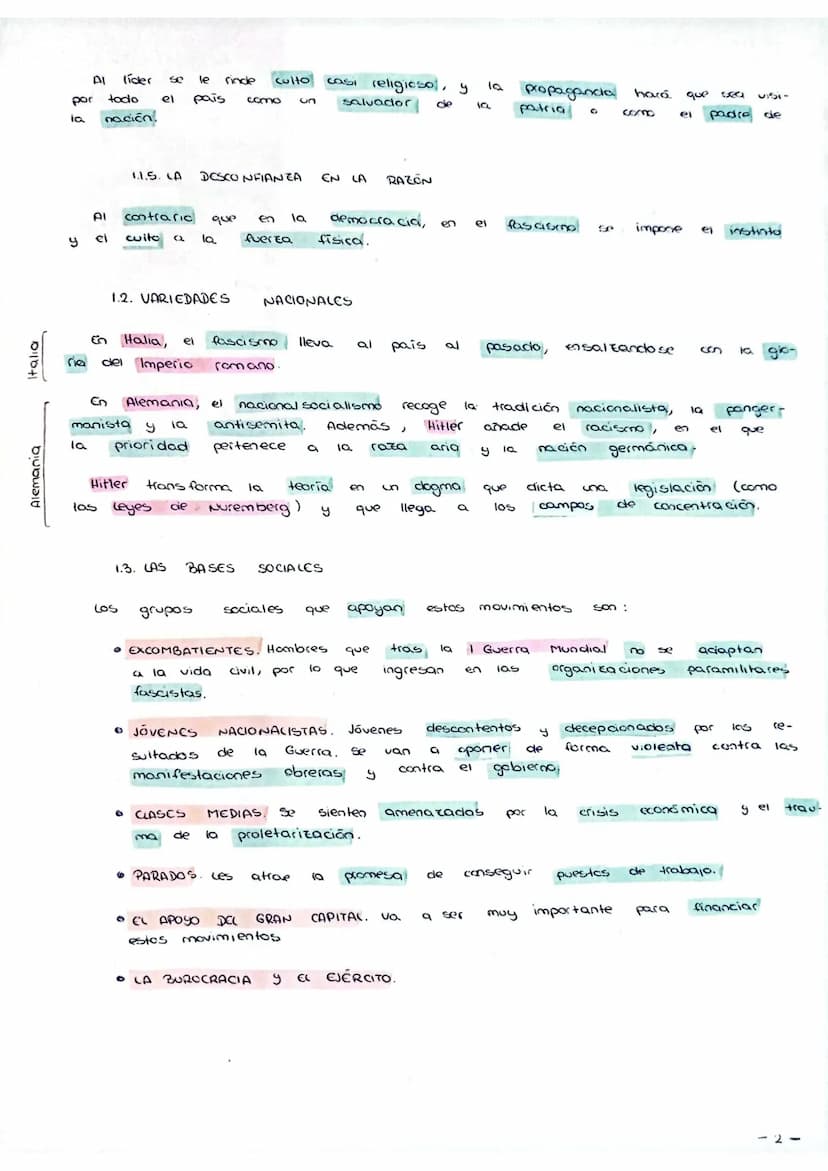 3 riens
U.IO. LOS FASCISMOS
A. CARACTERÍSTICAS GENERALES DE LOS FASCISMOS
ⒸLOS PRINCIPIOS IDEOLÓGICOS DEL FASCISMO Y CAS
Ei fascismo nació e