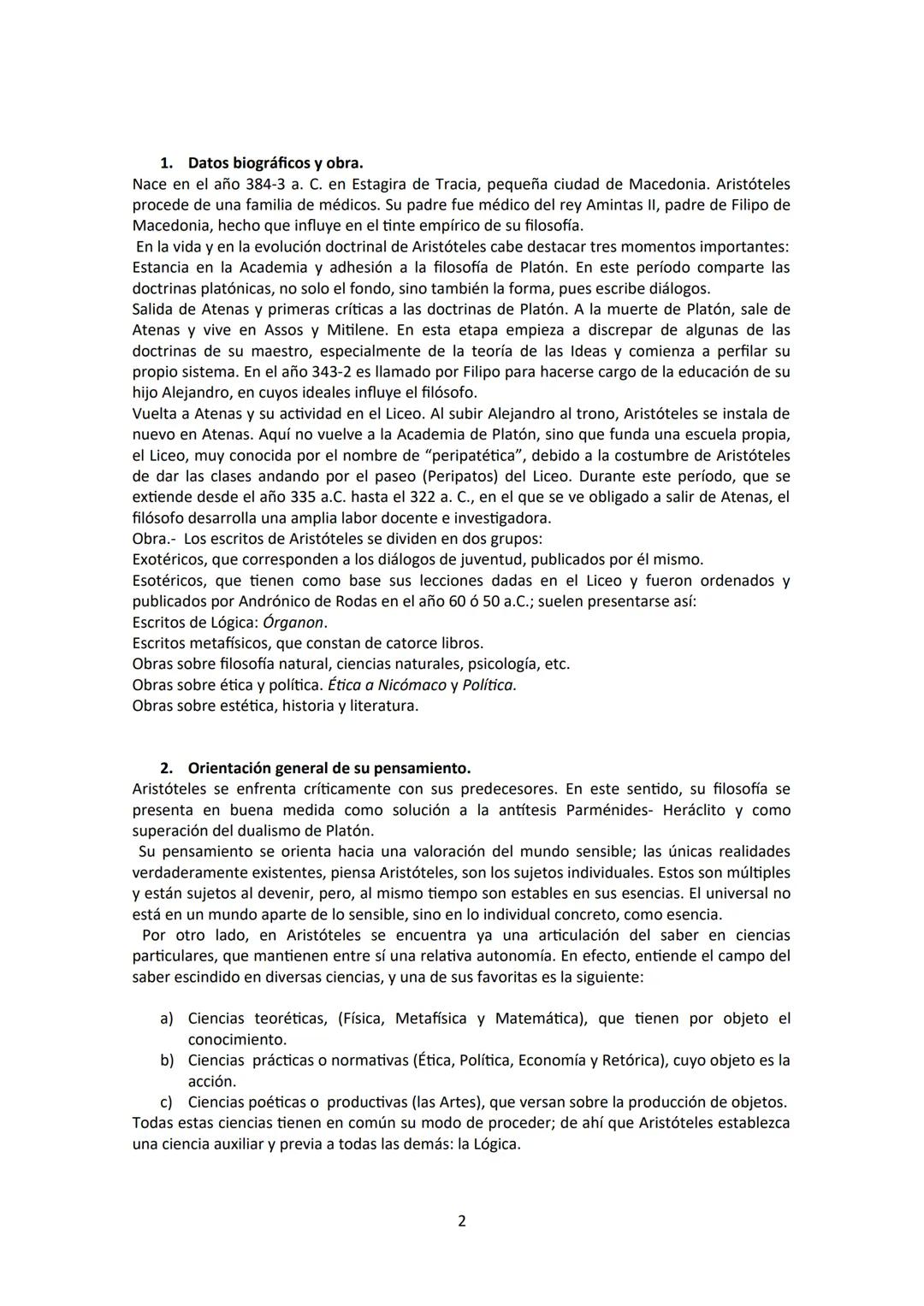 Tema 2. Aristóteles.
índice.
1. Datos biográficos y obra.
2. Orientación general de su pensamiento.
3. Lógica.
4.
Metafísica.
4.1. ¿Qué es?
