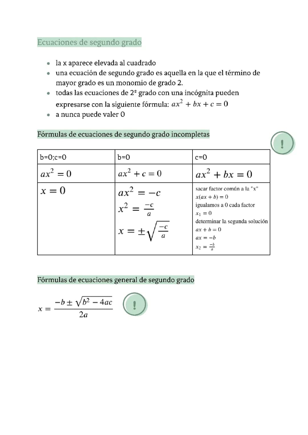 Ecuaciones de segundo grado