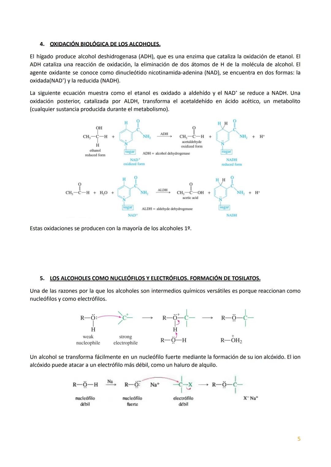 # TEMA 2. REACCIONES DE LOS ALCOHOLES.

Los alcoholes son compuestos orgánicos importantes porque el grupo hidroxilo se puede convertir en
c