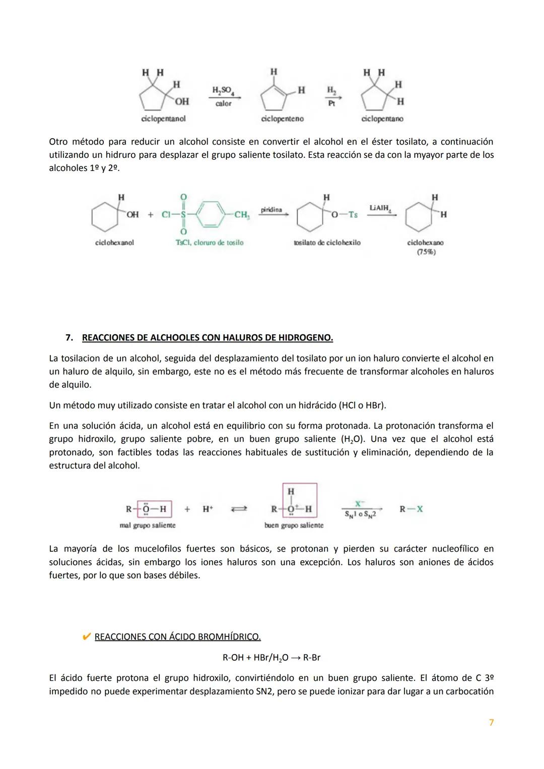 # TEMA 2. REACCIONES DE LOS ALCOHOLES.

Los alcoholes son compuestos orgánicos importantes porque el grupo hidroxilo se puede convertir en
c