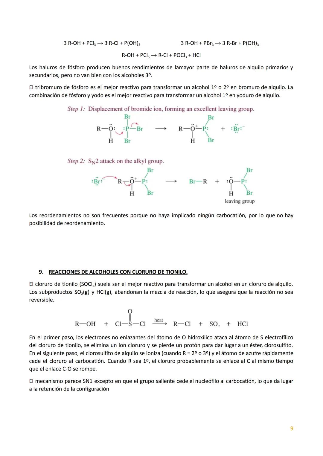 # TEMA 2. REACCIONES DE LOS ALCOHOLES.

Los alcoholes son compuestos orgánicos importantes porque el grupo hidroxilo se puede convertir en
c