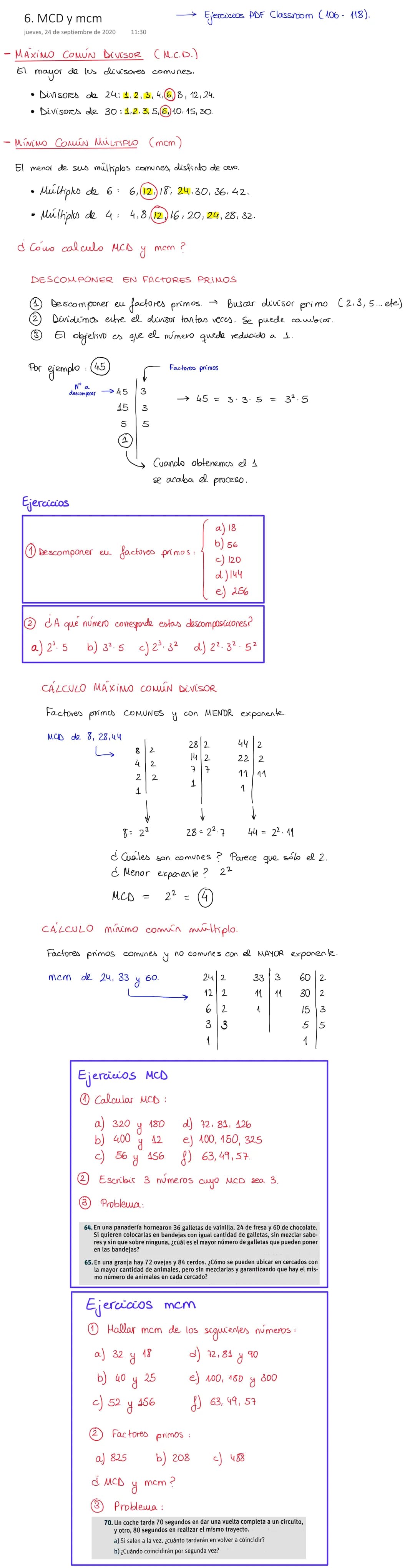 
<p>El <strong>máximo común divisor</strong> es el mayor de los divisores comunes de dos números.<br />
Para el número 24, los divisores son