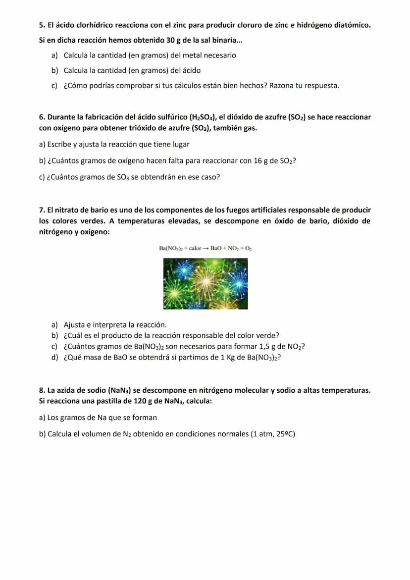 1. Transforma
a) 5x1025 átomos de CI en HCI →g de HCI
b) 5 mol de H₂O a átomos de hidrógeno
c) 0,5 g de NaCl a moles de NaCl
BOLETÍN VARIADO