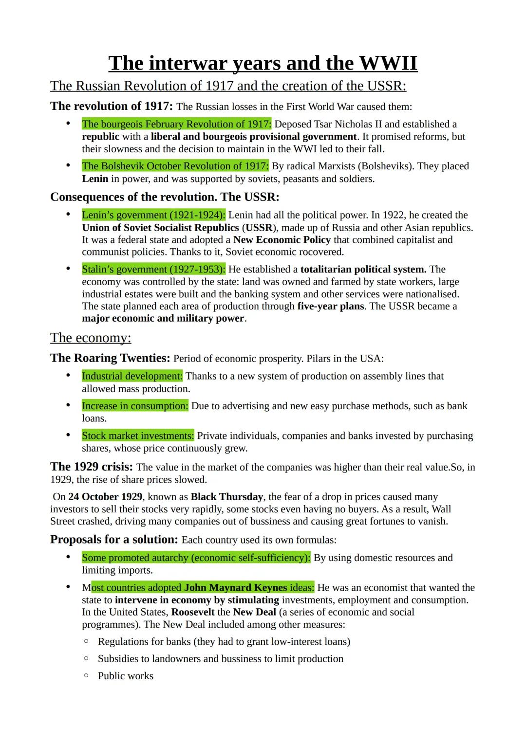The interwar years and the WWII
The Russian Revolution of 1917 and the creation of the USSR:
The revolution of 1917: The Russian losses in t