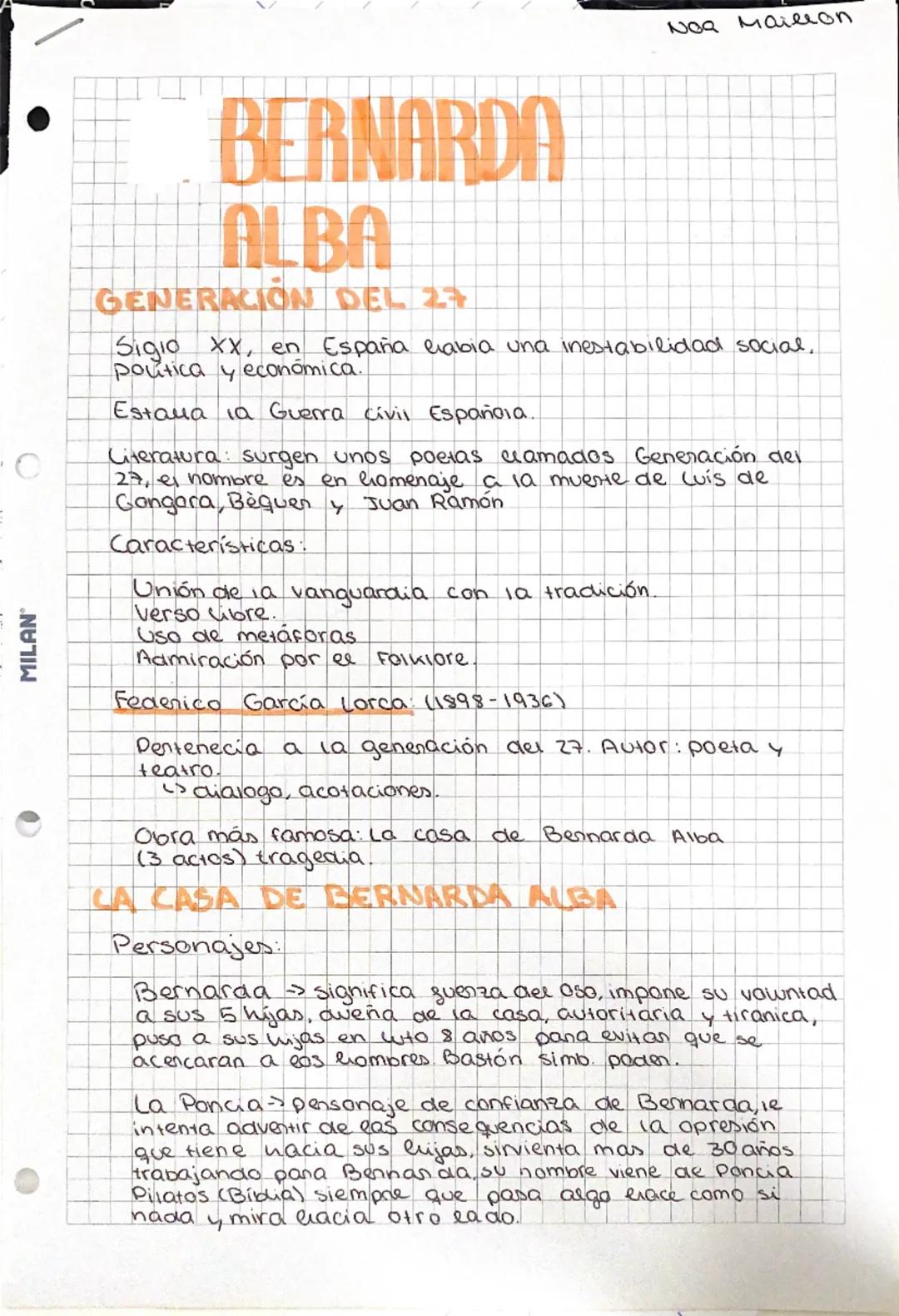 MILAN®
NOQ Maillon
BERNARDA
ALBA
GENERACION DEL 2+
Siglo XX, en España Grabia una inestabilidad social.
poutica y económica.
Estara la Guerr