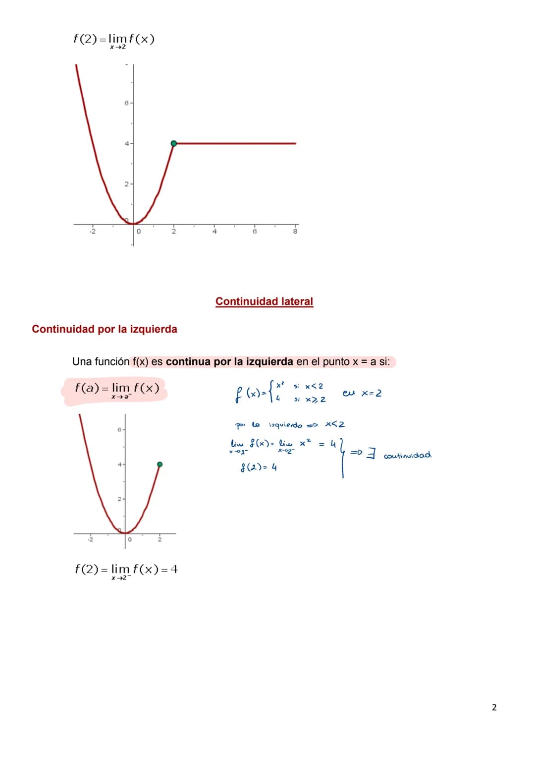 Continuidad de una función
Una idea intuitiva de función continua se tiene al considerar que su gráfica es
continua, en el sentido que se pu