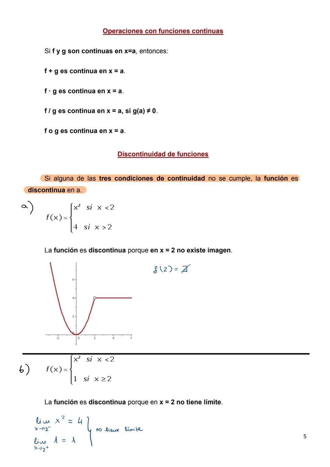 Continuidad de una función
Una idea intuitiva de función continua se tiene al considerar que su gráfica es
continua, en el sentido que se pu