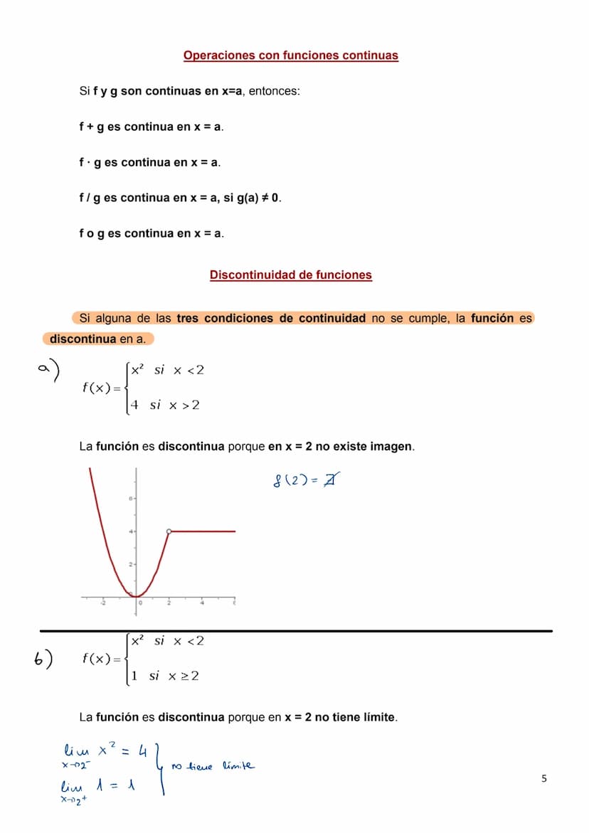 Continuidad de una función
Una idea intuitiva de función continua se tiene al considerar que su gráfica es
continua, en el sentido que se pu
