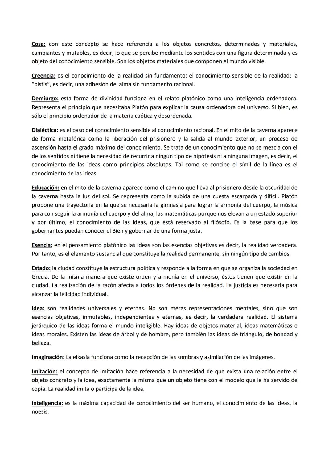 Definiciones de Platón
Alma: en la filosofía platónica se entiende por alma el principio de vida. Como la materia es inanimada, se
recurría 