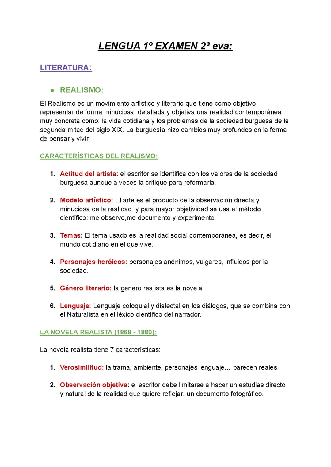 Literatura: Realismo y Naturalismo. Descripciones y perífrasis verbales. 