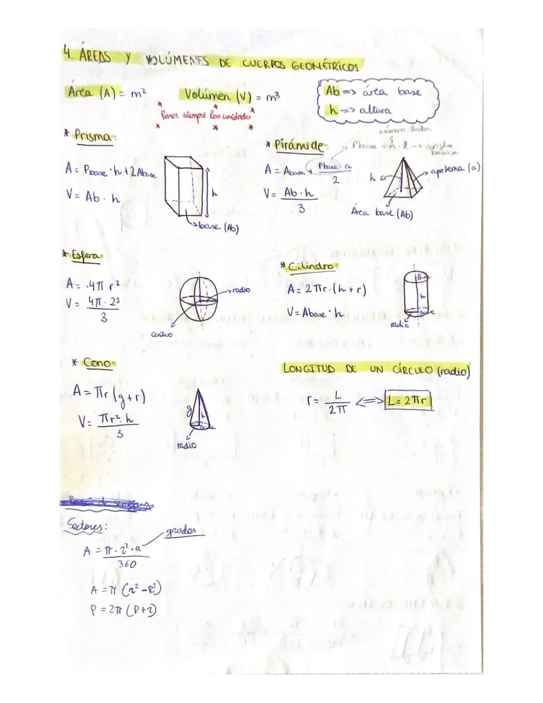 FORMULAS
8
1km
*
Hm
= 10
2. ÁREAS Y
Árealak m²
O
Dam
1. TEOREMA DE PITAGORAS
h² = c² + c²
b
m
* Romboide:
P= suma de sus lados (1)
A= b. h
a