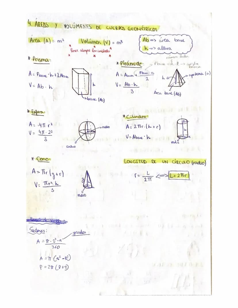FORMULAS
8
1km
*
Hm
= 10
2. ÁREAS Y
Árealak m²
O
Dam
1. TEOREMA DE PITAGORAS
h² = c² + c²
b
m
* Romboide:
P= suma de sus lados (1)
A= b. h
a