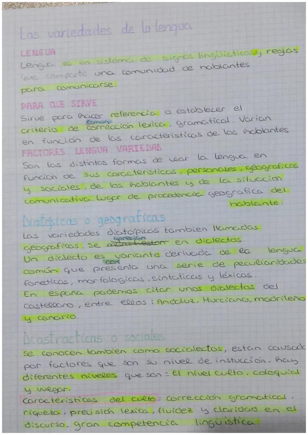 Las variedades de la lengua
LENGUA
es
on sistema de signos linguisticosy reglas
Lengua
que comporte una comunidad de hablantes
para
PARA QUE