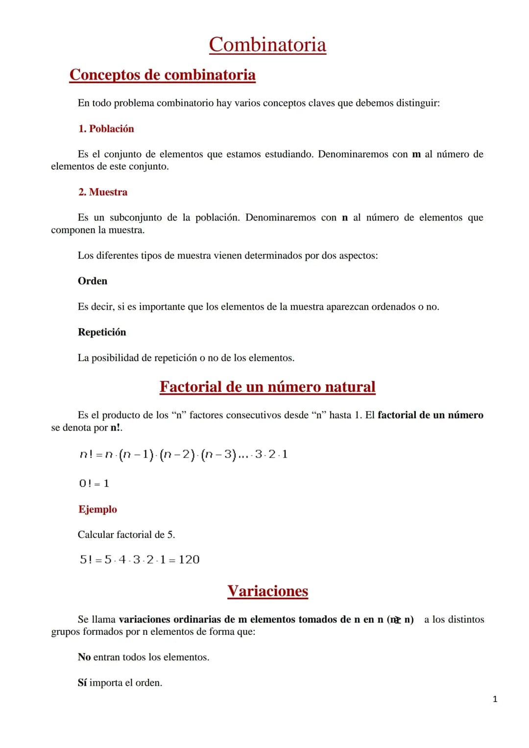 📚| APUNTES COMBINATORIA - [MATEMÁTICAS 1°BACH]