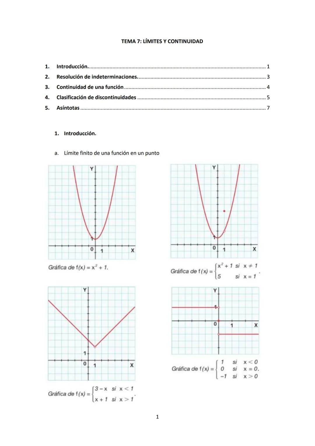 1.
Introducción...
2. Resolución de indeterminaciones...
3. Continuidad de una función.
4.
5. Asíntotas.
Clasificación de discontinuidades
1