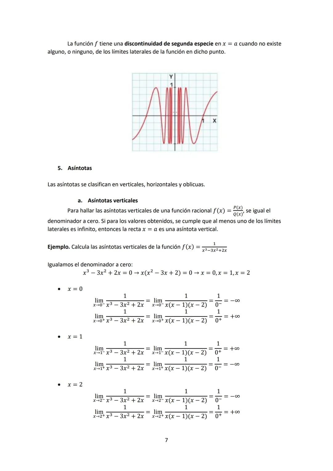 1.
Introducción...
2. Resolución de indeterminaciones...
3. Continuidad de una función.
4.
5. Asíntotas.
Clasificación de discontinuidades
1