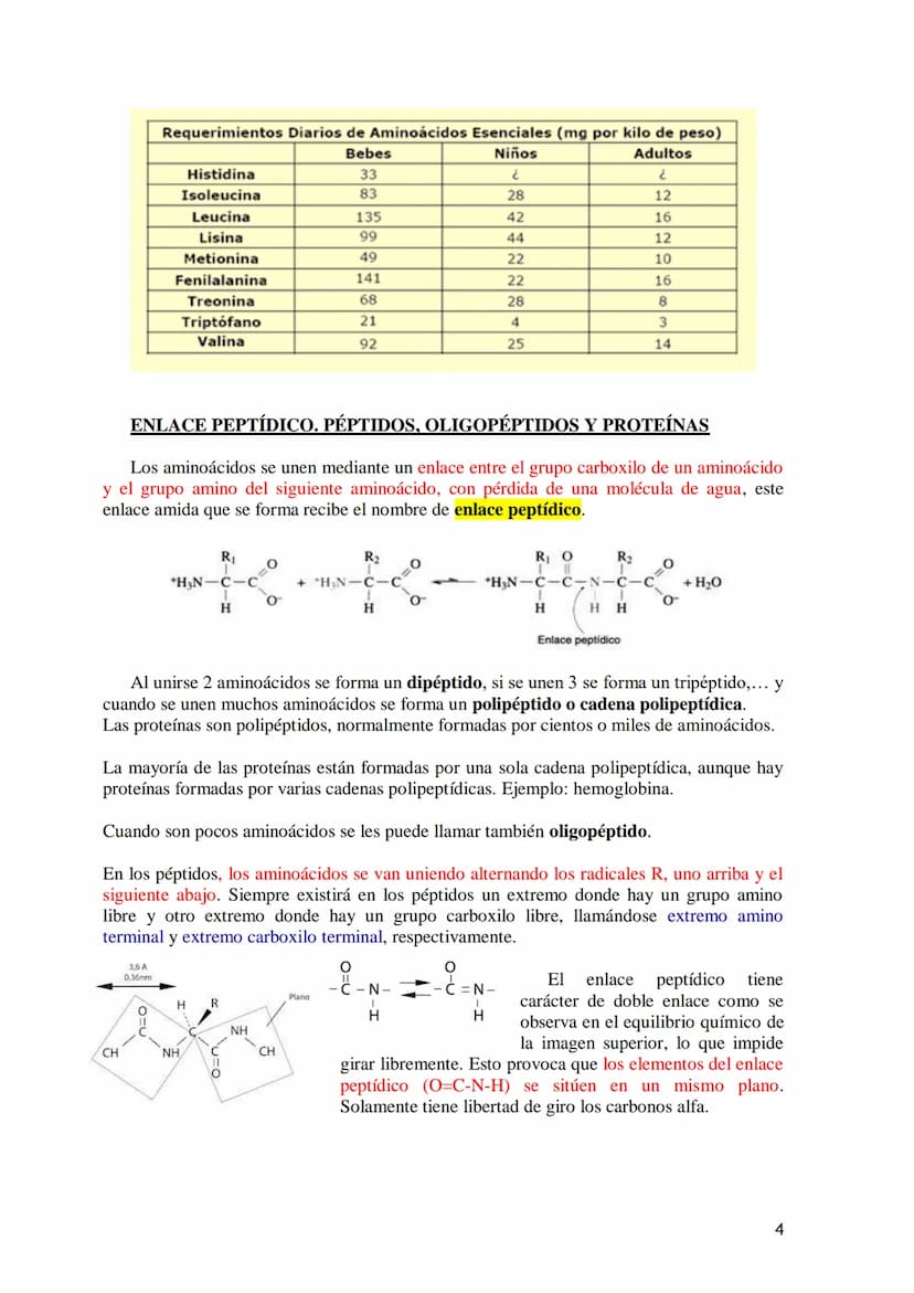 TEMA 4.- PROTEÍNAS
1. Aminoácidos proteicos: Estructura general. Carácter anfótero. Clasificación
según la cadena lateral: apolar, polar sin