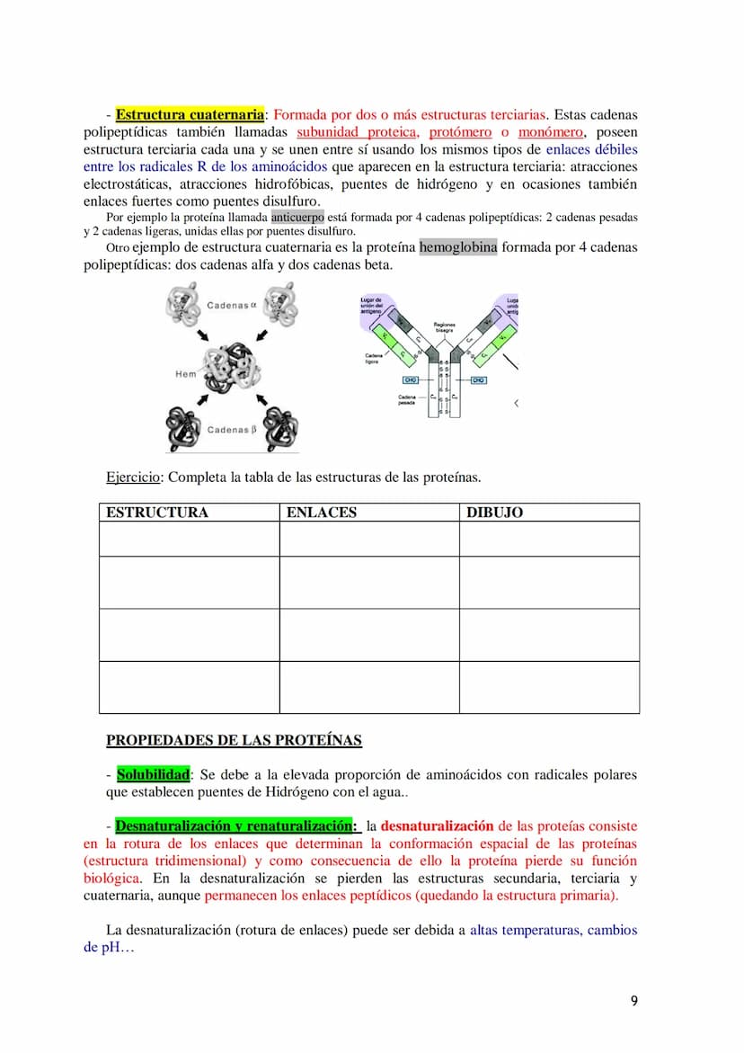 TEMA 4.- PROTEÍNAS
1. Aminoácidos proteicos: Estructura general. Carácter anfótero. Clasificación
según la cadena lateral: apolar, polar sin
