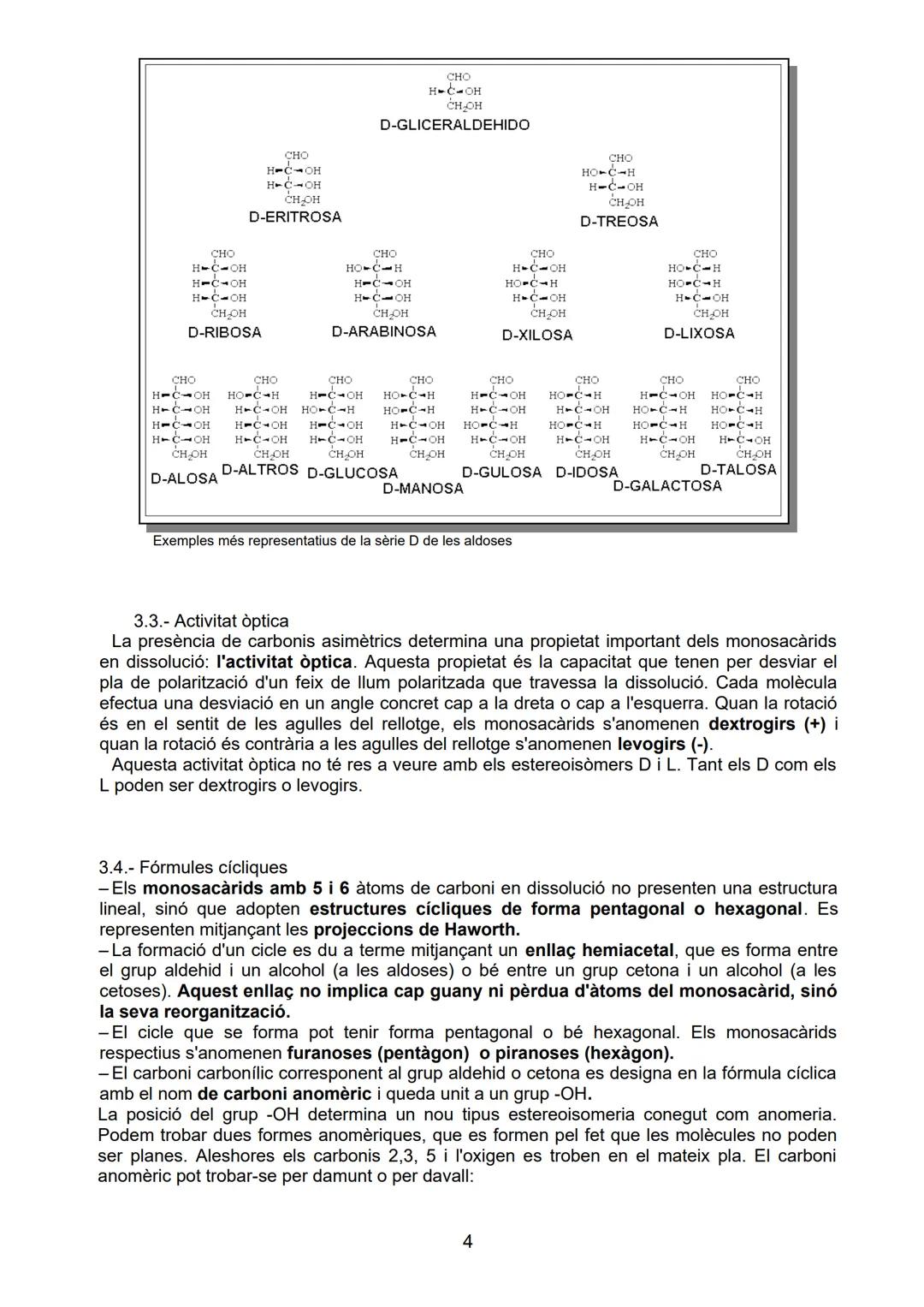 # BLOC A: LES BIOMOLECULES

# UNITAT 3.- ELS GLÚCIDS

Sabers bàsics
- Característiques químiques, isomeries, enllaços
- Funcions dels monosa