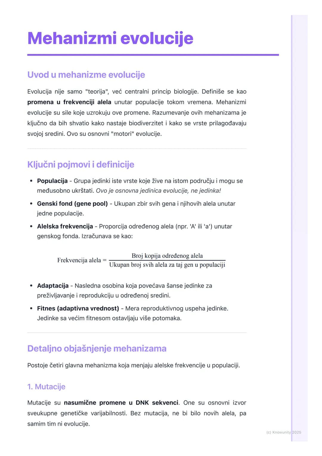 # Mehanizmi evolucije

Uvod u mehanizme evolucije

Evolucija nije samo "teorija", već centralni princip biologije. Definiše se kao
promena u