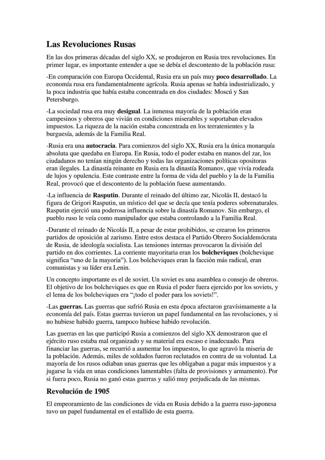 Las Revoluciones Rusas
En las dos primeras décadas del siglo XX, se produjeron en Rusia tres revoluciones. En
primer lugar, es importante en