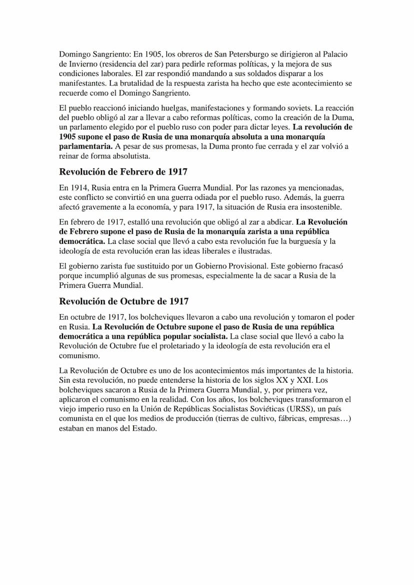 Las Revoluciones Rusas
En las dos primeras décadas del siglo XX, se produjeron en Rusia tres revoluciones. En
primer lugar, es importante en
