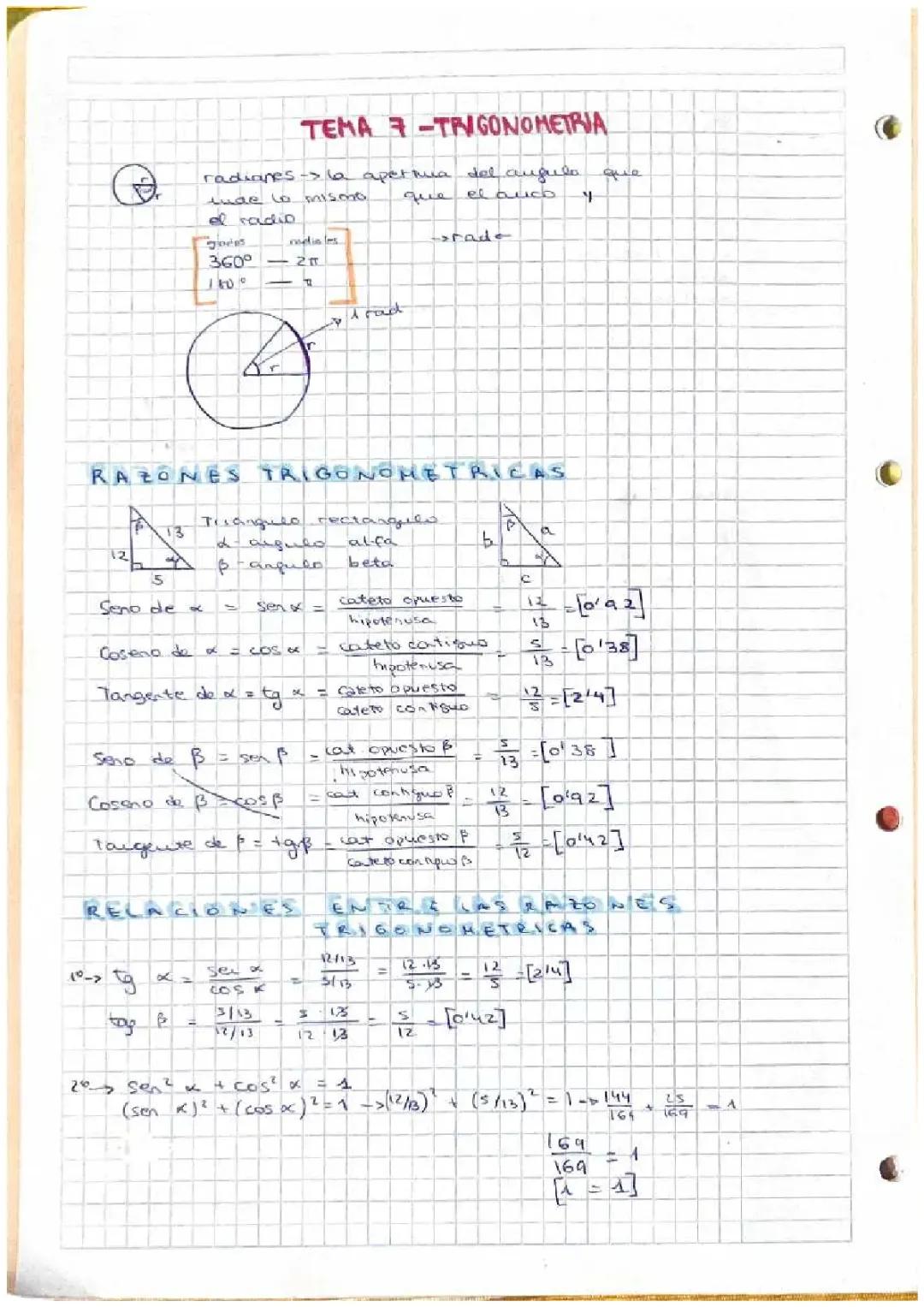 Trigonometría - Razones trigonométricas directas de un ángulo agudo 4 ESO