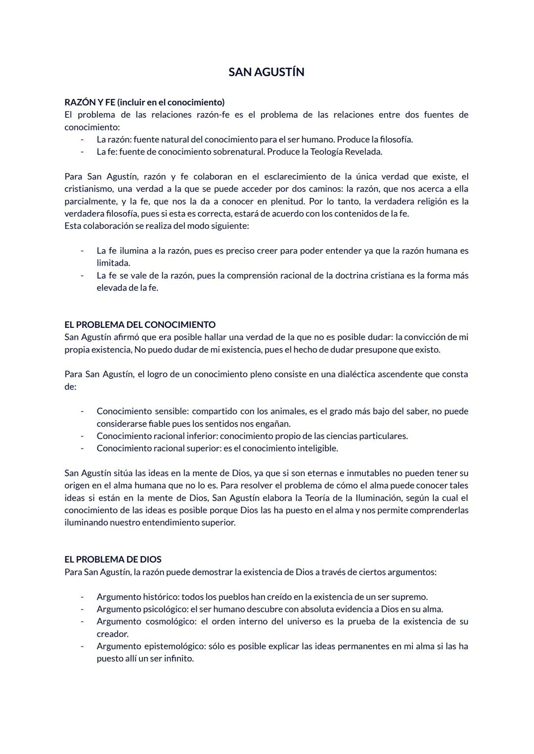 # SAN AGUSTÍN

RAZÓN Y FE (incluir en el conocimiento)

El problema de las relaciones razón-fe es el problema de las relaciones entre dos fu