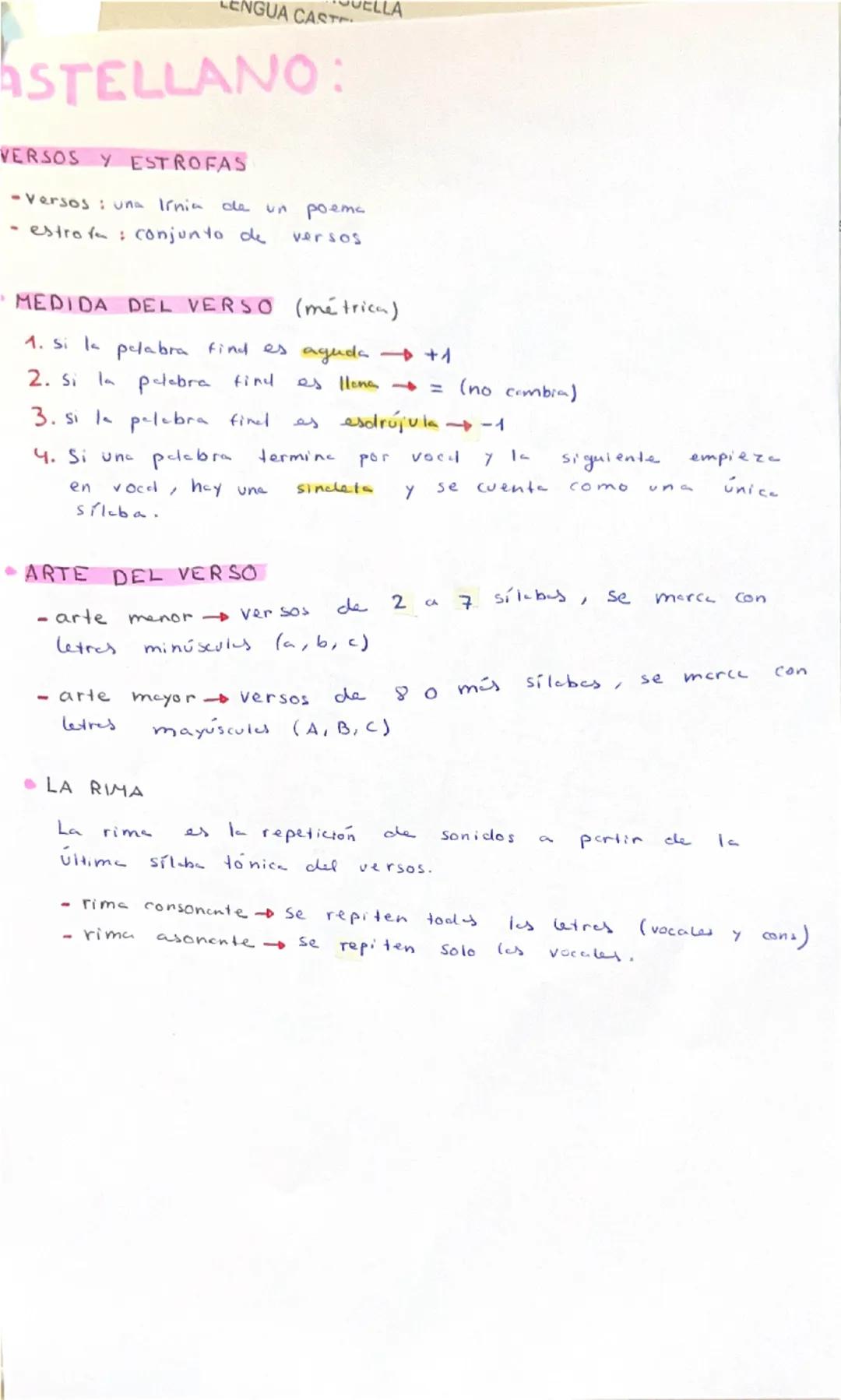 Claudia

LENGUA Y LITERATURA CASTELLANA
4º ESO

REPASO: LA POESÍA. MÉTRICA Y RIMA

Una línea de un poema se denomina...eras....... Un conjun