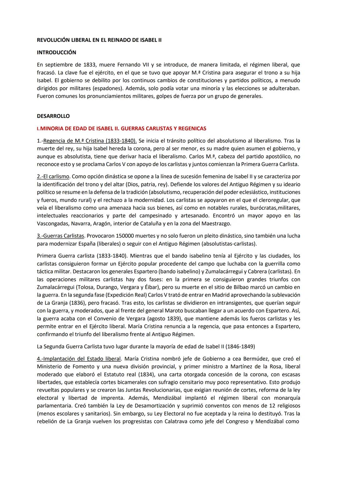 REVOLUCIÓN LIBERAL EN EL REINADO DE ISABEL II
INTRODUCCIÓN
En septiembre de 1833, muere Fernando VII y se introduce, de manera limitada, el 