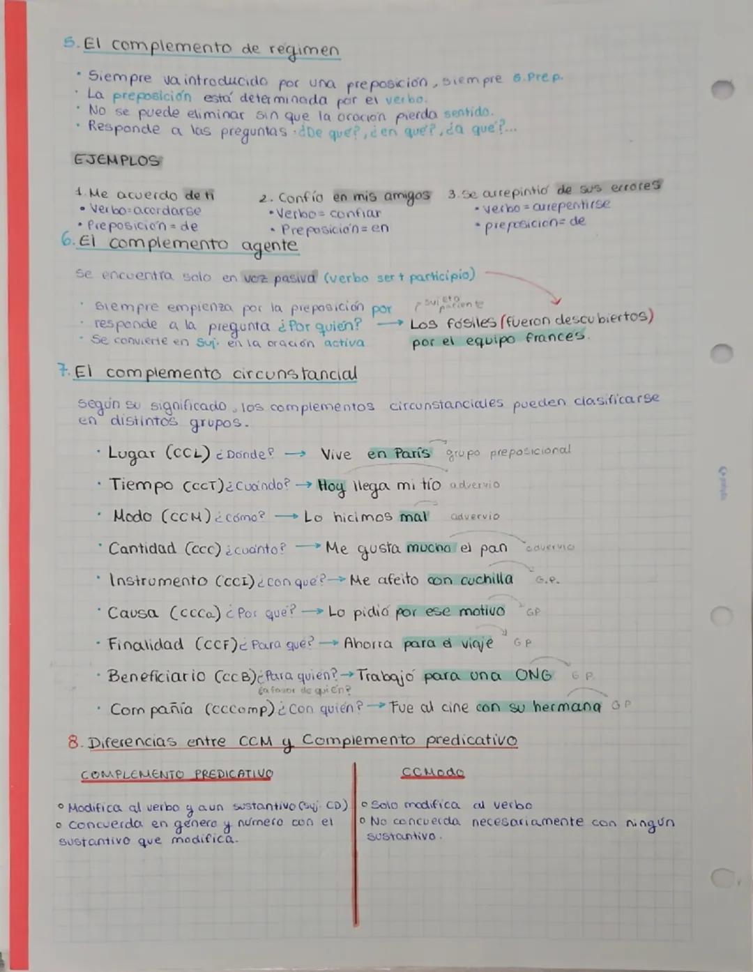 --- OCR Start ---
LENGUA
ESQUEMA
P120
LOS COMPLEMENTOS del verbo.
1. El Complemento directo CD
Puede ser un grupo nominal → Estoy leyendo un