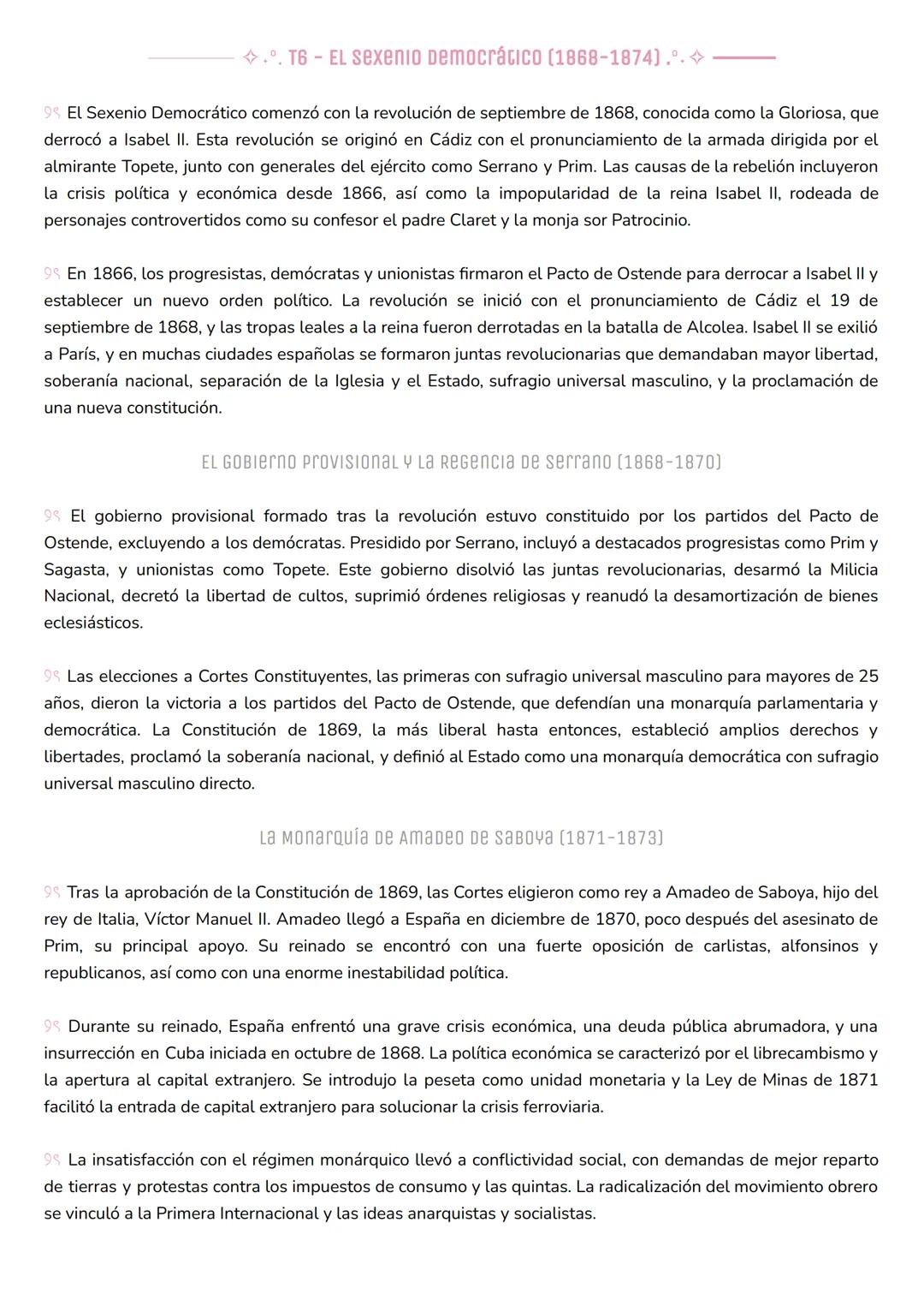 El Sexenio Democrático (1868-1874)