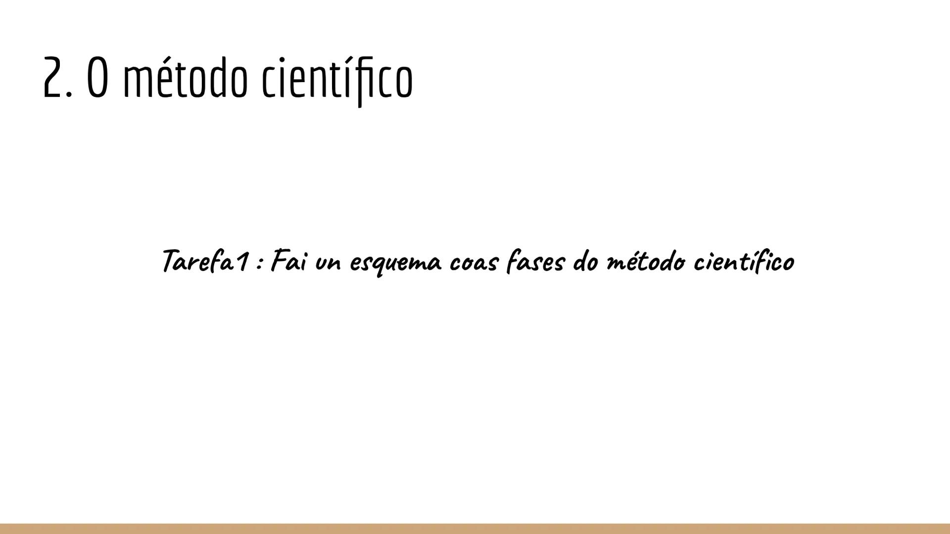 UD 1.0 método
científico Que imos aprender nesta unidade?
1. Que é a ciencia?
2. O método científico
3. A observación
4. A experimentación
5