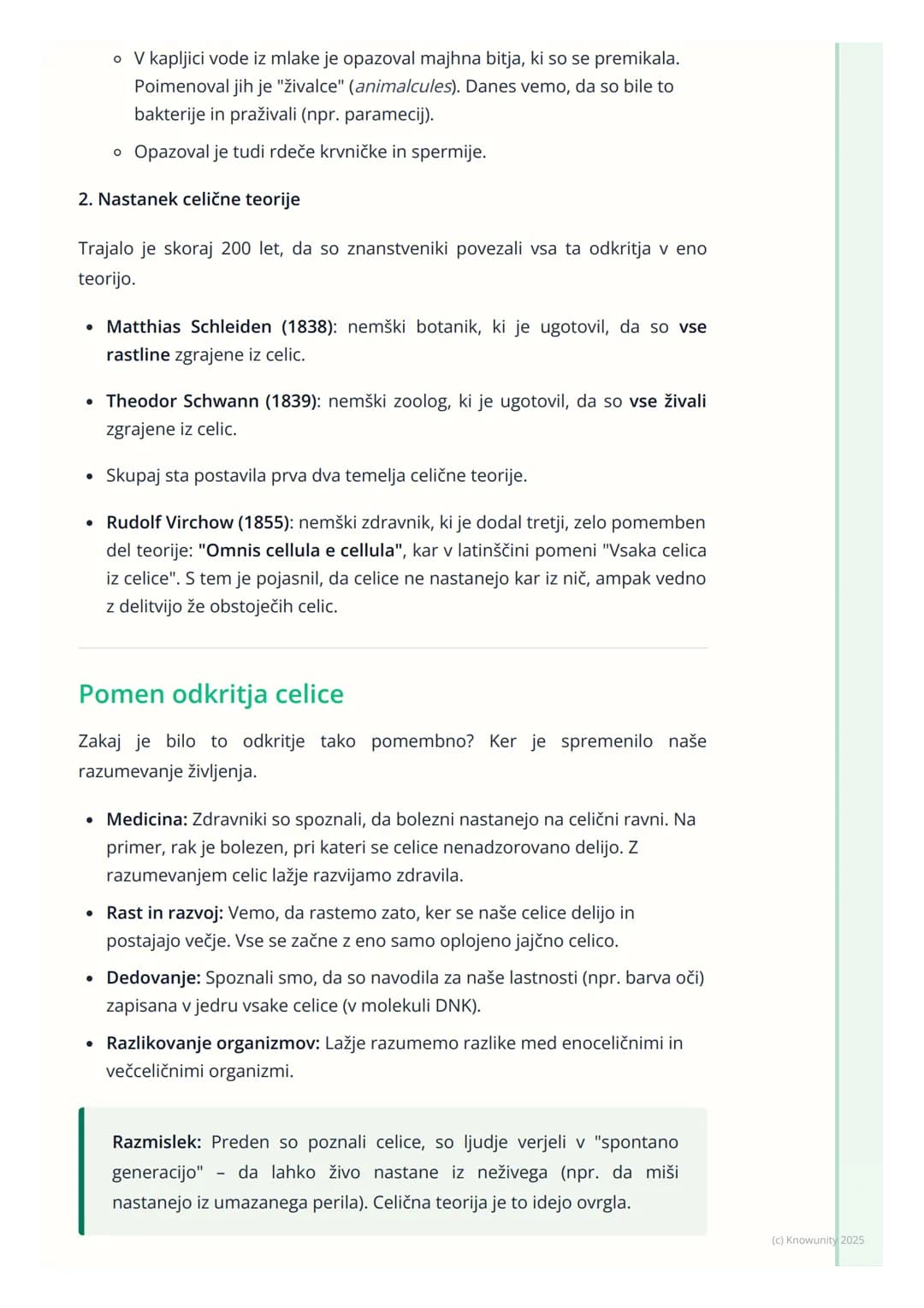 # Odkritje in pomen celice

Uvod v celico

Vsa živa bitja, od najmanjše bakterije do največjega kita, so zgrajena iz celic.
Celice so kot ma