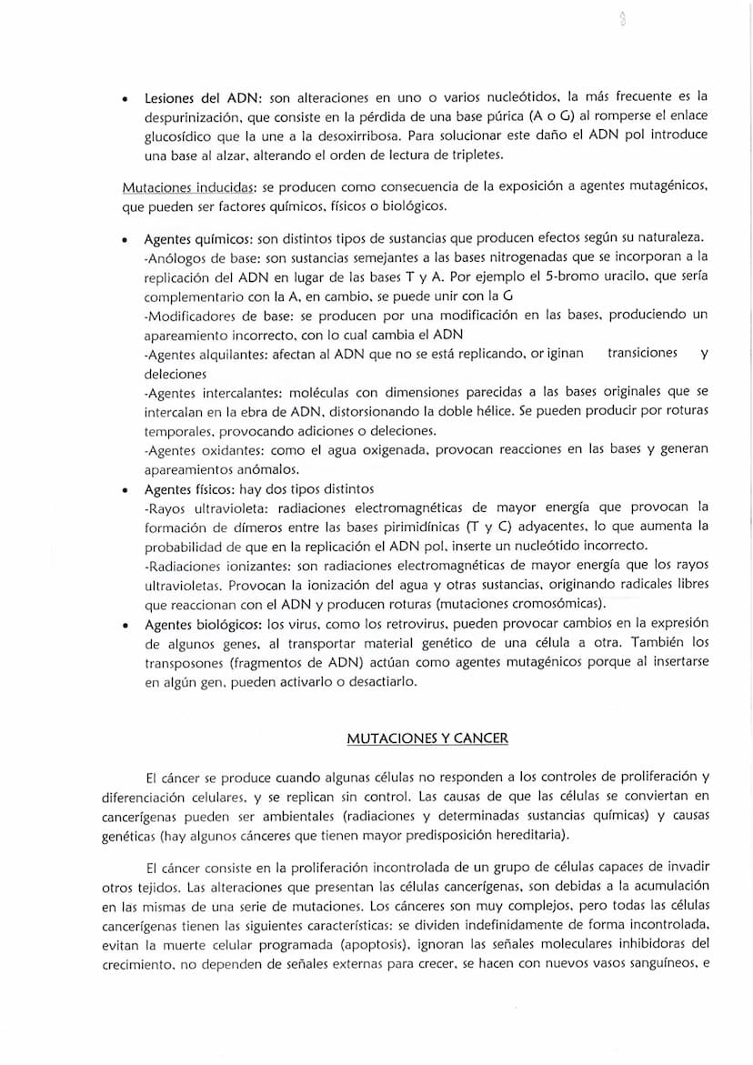 ●
Las mutaciones son cambios estables en el ADN de un individuo. Desde el punto de vista
evolutivo, las mutaciones son el origen de la varia