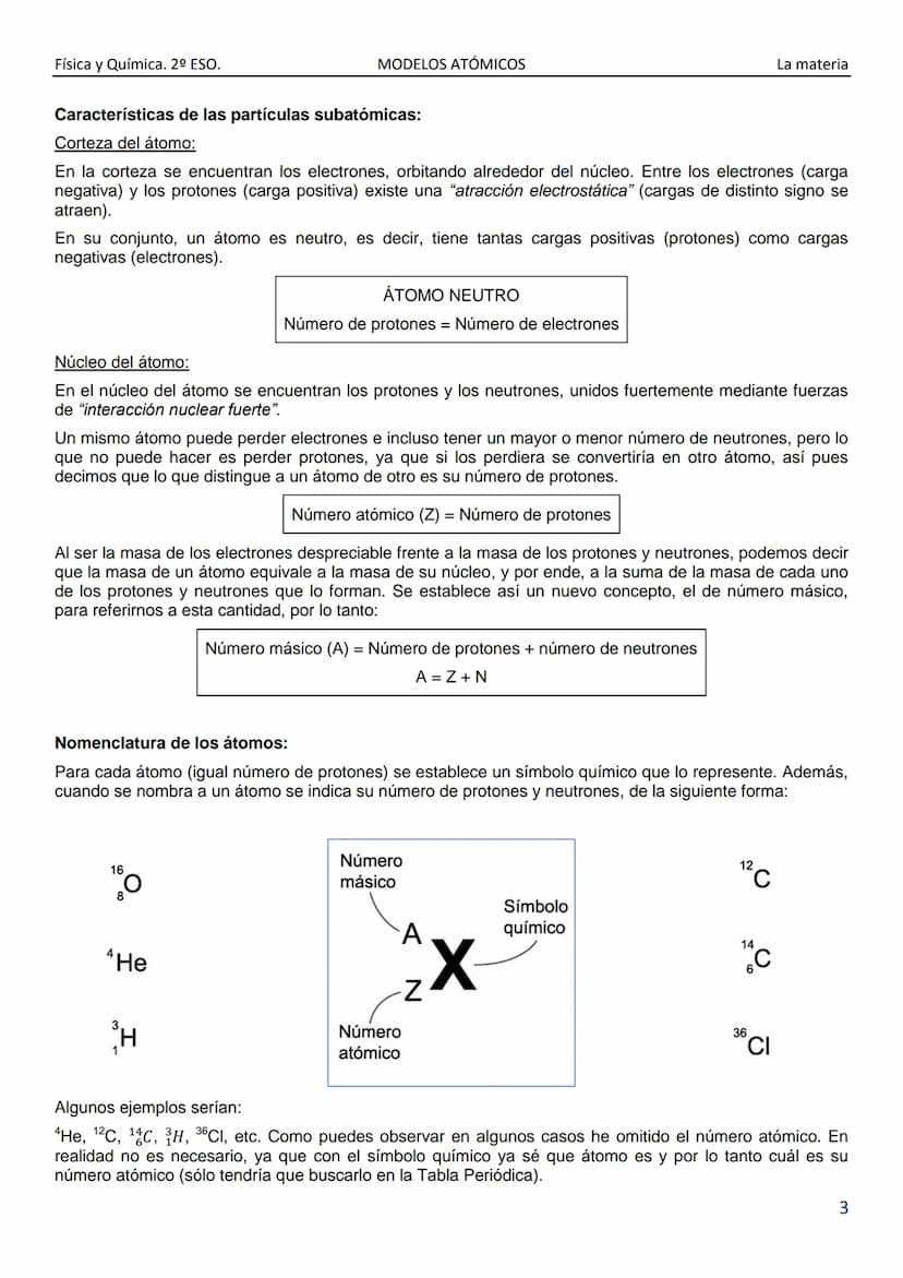 Física y Química. 2º ESO.
MODELOS ATÓMICOS
El átomo:
Ya desde la antigüedad se creía que la materia estaba formada a su vez por pequeñas par