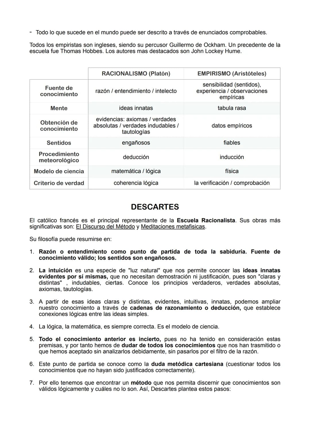 DESCARTES (Racionalismo) Y DAVID HUME (Empirismo)
RACIONALISMO
Es una de las corrientes filosóficas, junto con el empirismo, más significati