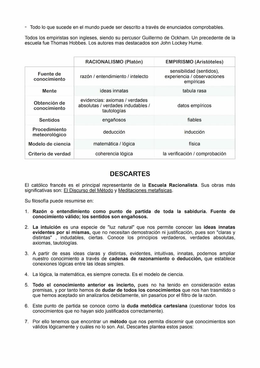 DESCARTES (Racionalismo) Y DAVID HUME (Empirismo)
RACIONALISMO
Es una de las corrientes filosóficas, junto con el empirismo, más significati