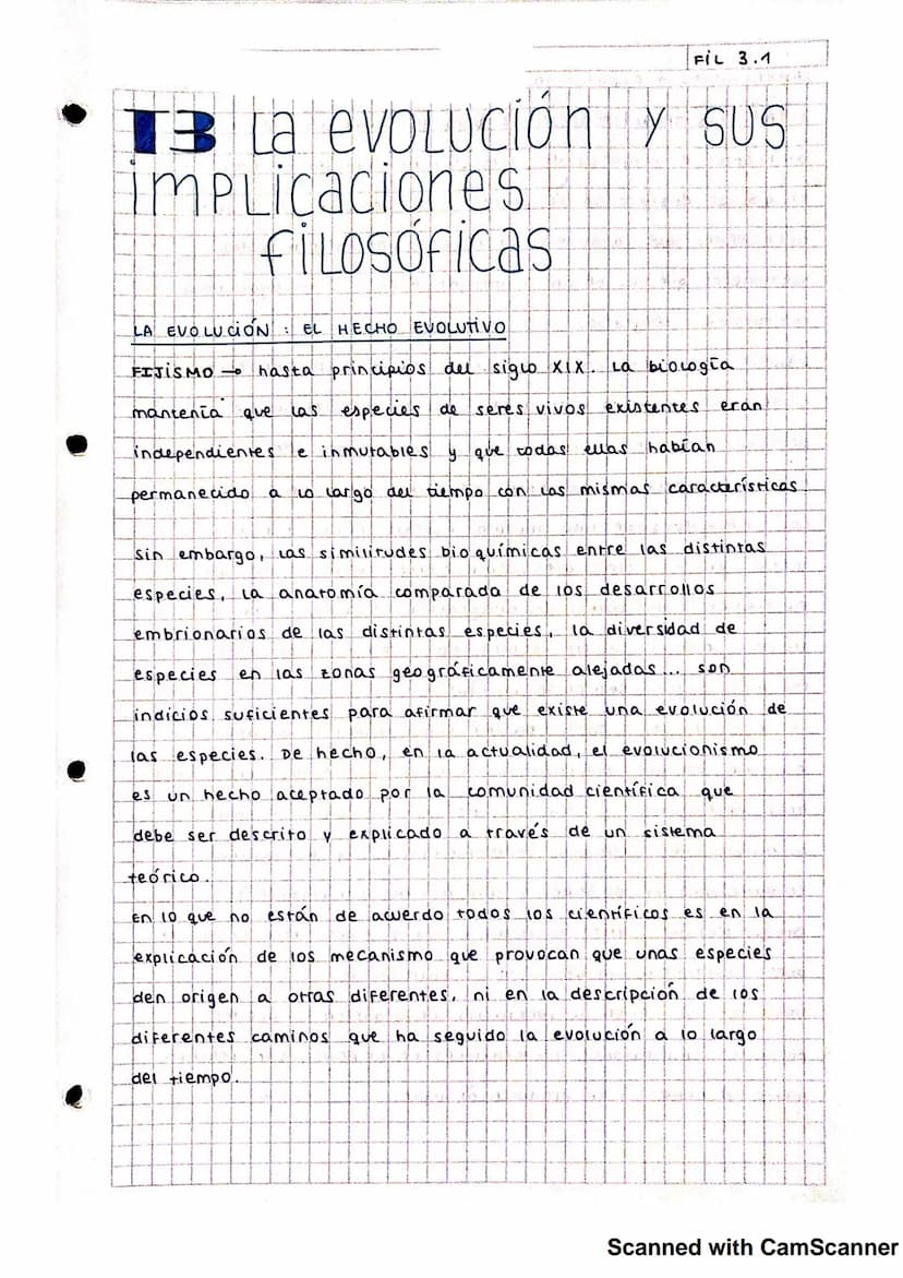 Tema 3: La evolución y sus implicaciones
filosóficas
La evolución: el hecho evolutivo
Hasta principios del siglo XIX, se creía en la teoría 