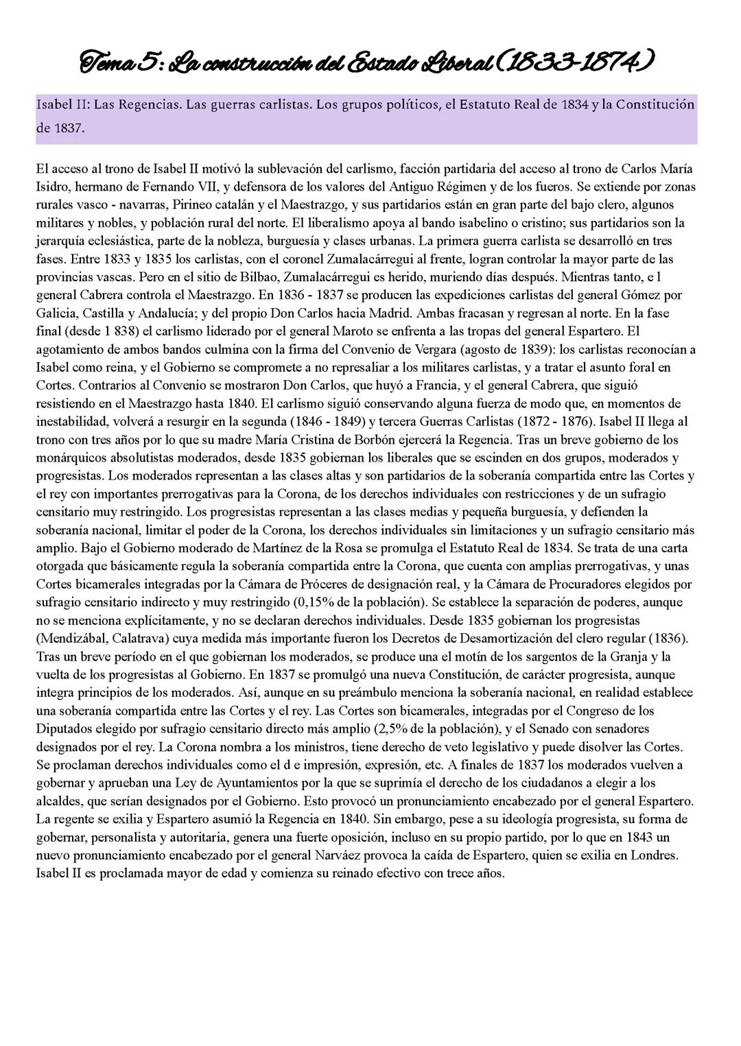 Isabel II: Las Regencias, Las Guerras Carlistas y la Política del Siglo XIX