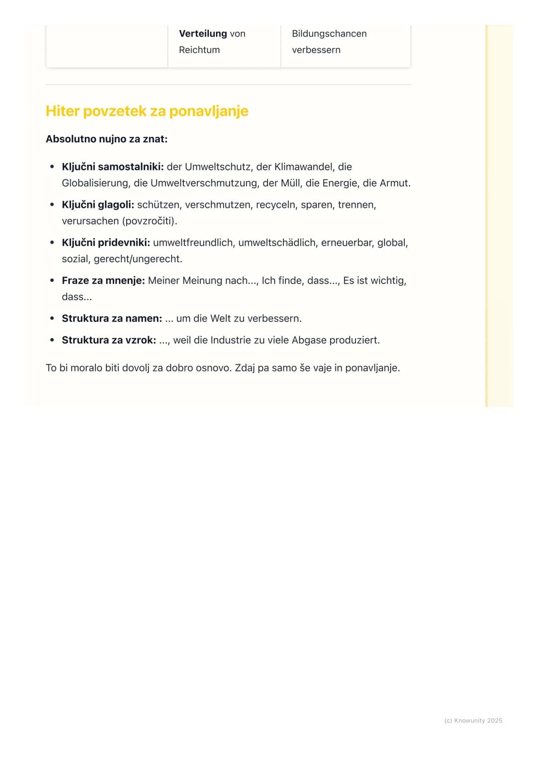 # Družba in okolje

Uvod v temo: Družba in okolje

Ta sklop besedišča je ful pomemben, ne samo za nemščino, ampak na
splošno. Gre za aktualn